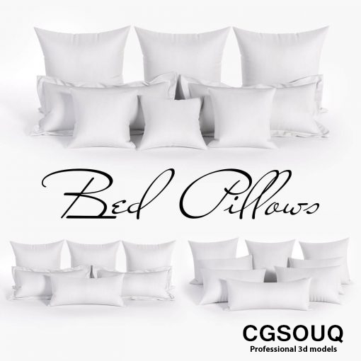 White Bed Pillows 01 (3 sets, 22 different Pillows) 3D Model 1