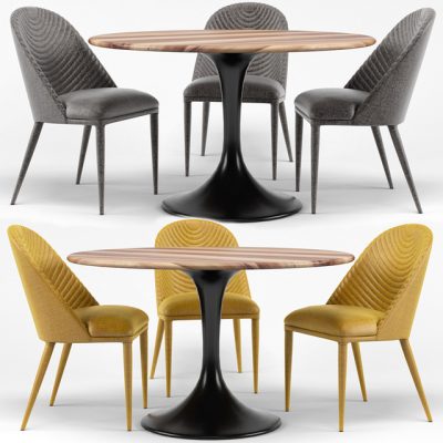 Amarelo and Thor Dining Table & Chair 3D Model