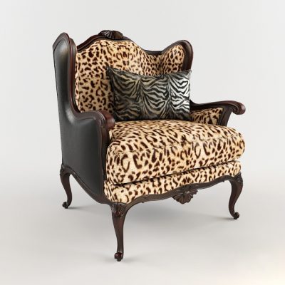Animal Leopard Leather Armchair 3D Model