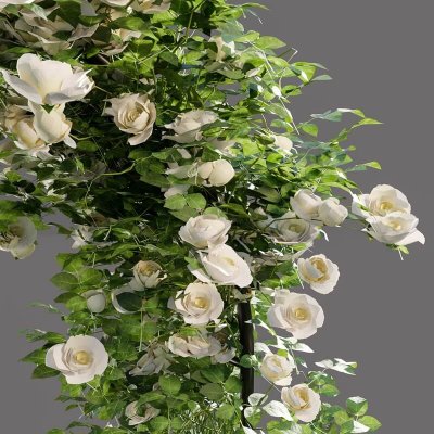 Arch pergola with roses 3D model