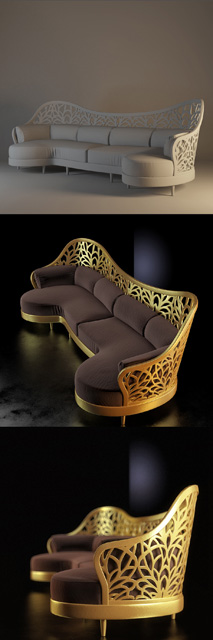 Artdeco Sofa 3D Model 2