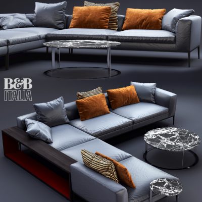 B&B Italia Michel Leather Sofa 3D Model