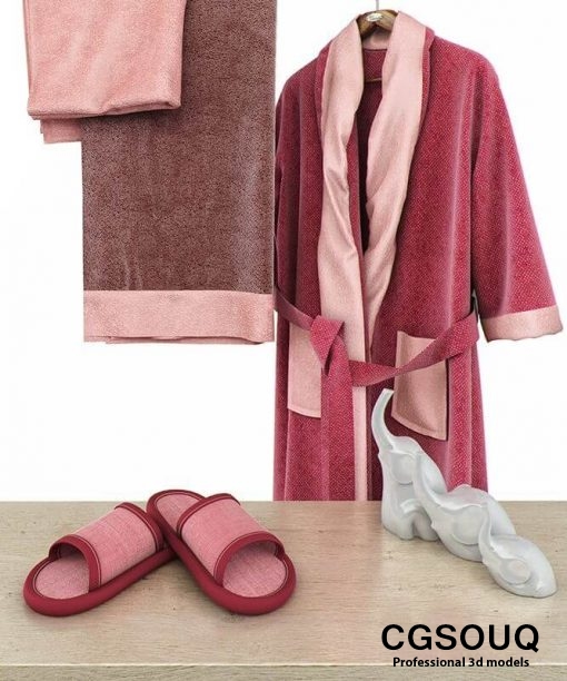 Bathroom accessories towel bathrobe 3d model 1