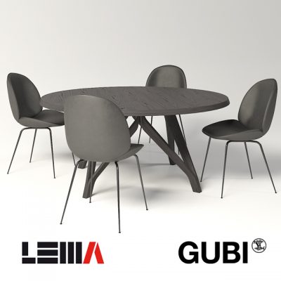 Beetle Dining Gubi -Wow Lema – Table & Chair 3D Model