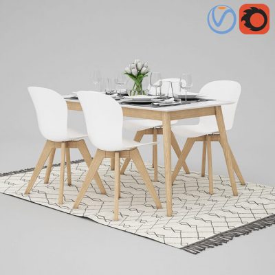 BoConcept Adelaide and Milano Table & Chair 3D Model