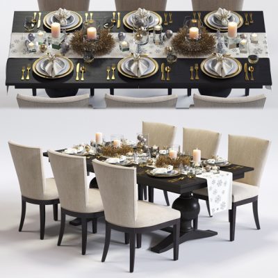 C&B Clayton Armchair & Winnetka Table – Table & Chair 3D Model