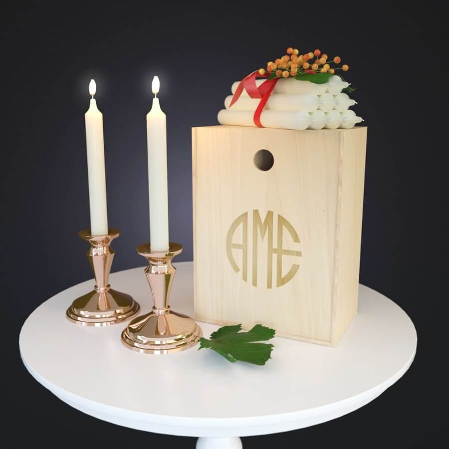 Candle with Flower 3D model