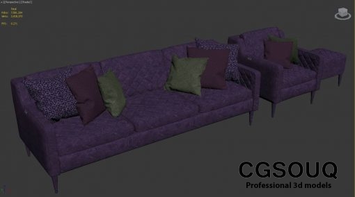 Elizabeth de la vega sofa 3D model 1