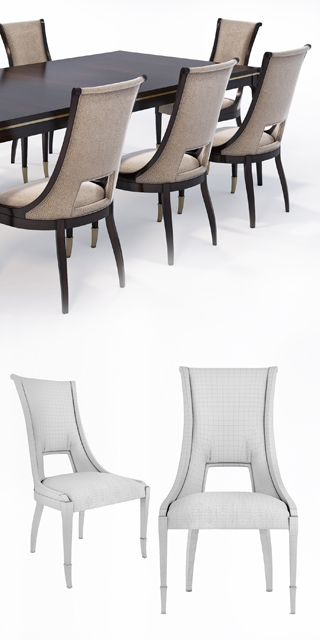 Caracole Open Invitation and In Good Company - Table & Chair 3D Model 2