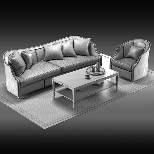 Caracole Sofa Set-05 3D Model 2