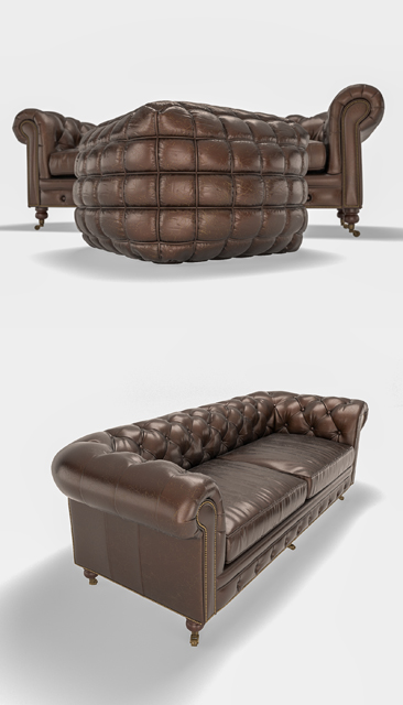 Cargo Chester Sofa & Pouf 3D Model 2