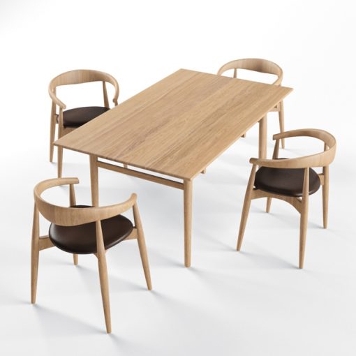 Carl Hansen Table & Chair 3D Model