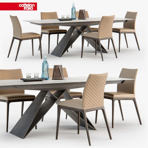 Cattelan Italia Arcadia Couture And Premier - Table & Chair 3D Model