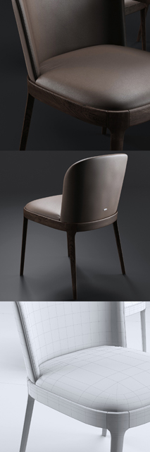 Cattelan Italia Gordon Deep Wood Table Magda Chair - Table & Chair 3D Model 2