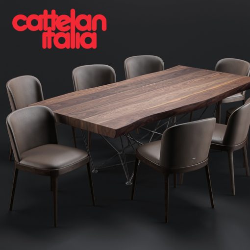 Cattelan Italia Gordon Deep Wood Table Magda Chair - Table & Chair 3D Model
