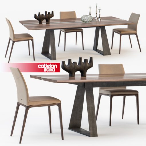 Cattelan Italia River - Arcadia - Table & Chair 3D Model