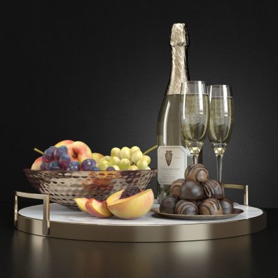 Champagne and Fruit Set 3D model