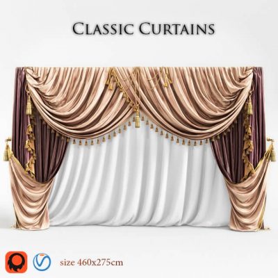 Classic curtain 03 3D model