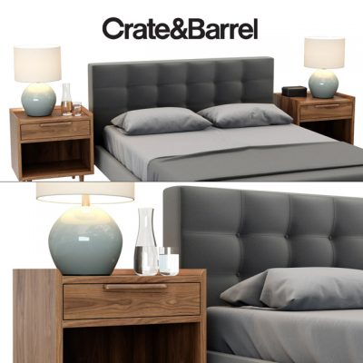 Crate And Barrel Tate Collection Bed 3D Model