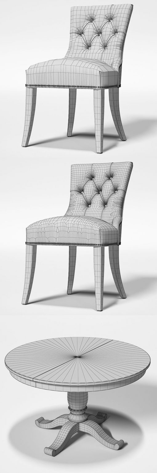 Crate & Barrel Cecelia Chair & Avalon Table - Table & Chair 3D Model 3