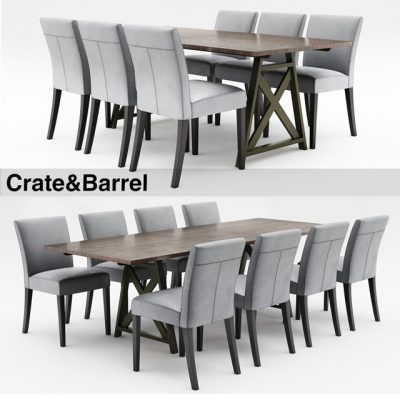 Crate & Barrel Table & Chair Set-03 3D Model