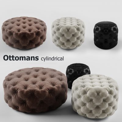Cylindrical Ottoman Set 3D Model