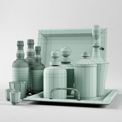 Decorative set Vine Bottle 3D model