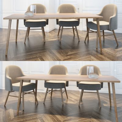 Dining Table & Chair Set-02 3D Model