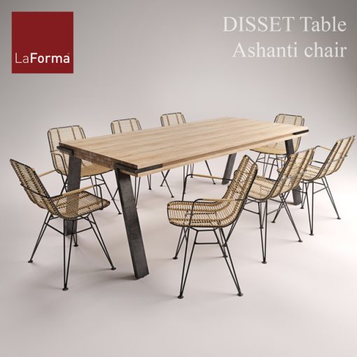 Disset Table & Ashanti Chair - Table & Chair 3D Model
