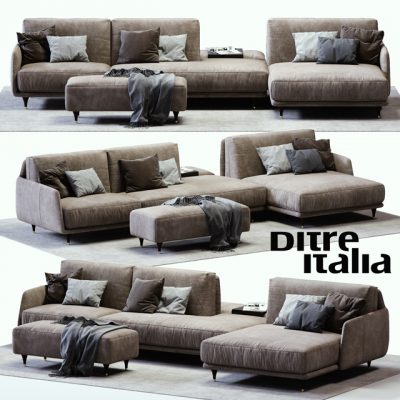 Ditre Italia Elliot Corner Sofa Set-02 3D Model