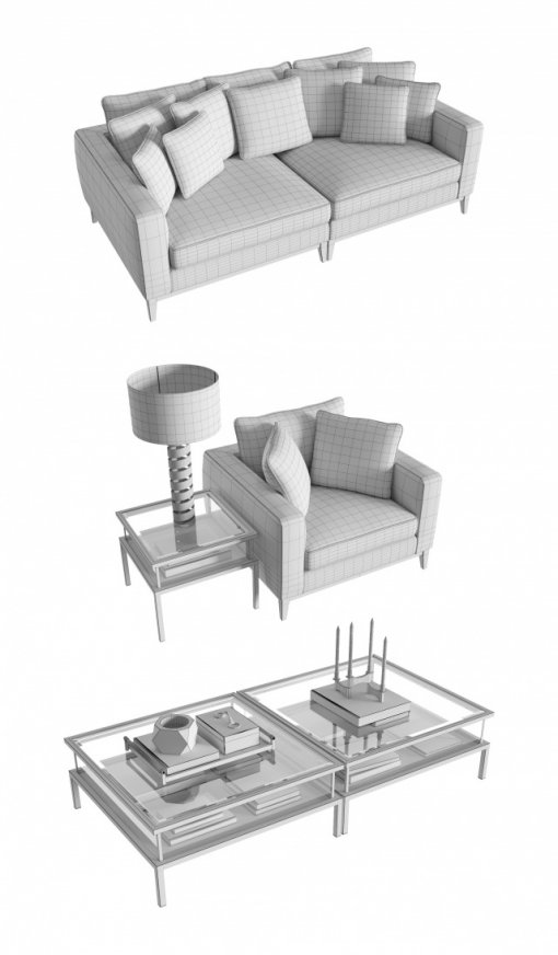 Eichholtz Sofa Principe & Chair Principe 3D model (1)