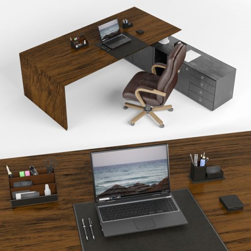 Fantoni Desktop Multiple CEO Office Furniture 3D Model 2