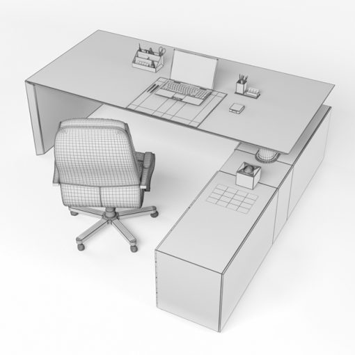 Fantoni Desktop Multiple CEO Office Furniture 3D Model 3