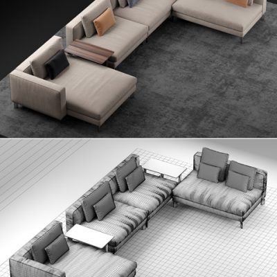 Flou Tay Modular Sofa Set-01 3D Model