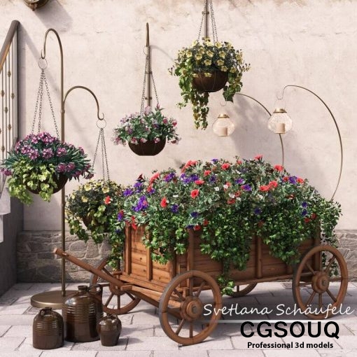Flower cart 3D model (9)