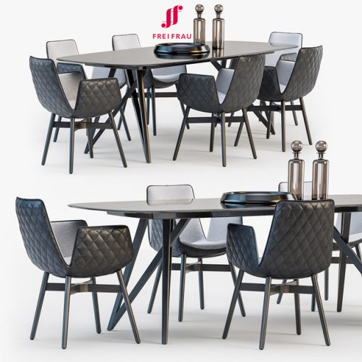 Freifrau Dining Table & Chair Set-02 3D Model