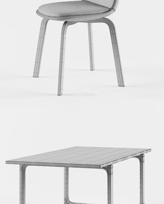 Fritz Hansen Sammen Table & Chair 3D Model 2