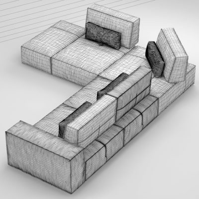 Gamma Soho Corner Sofa 3D Model 3