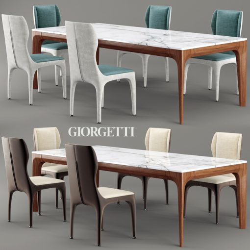 Giorgetti Table & Chair Set 3D Model