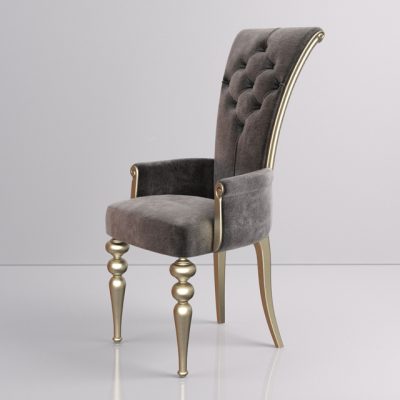 Gold Upholstered Chair 3D Model