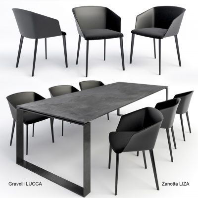 Gravelli & Zanotta -Table & Chair 3D Model