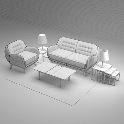Habitat Collection Baltazar II Table & Sofa Set 3D Model 3