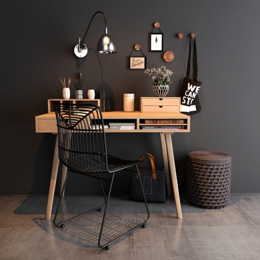 Home Workspace Table & Chair 3D Model