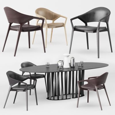 Ico Cassina Table & Chair 3D Model