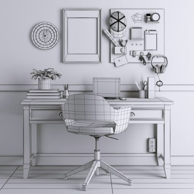 Ikea-38 Table & Chair 3D Model