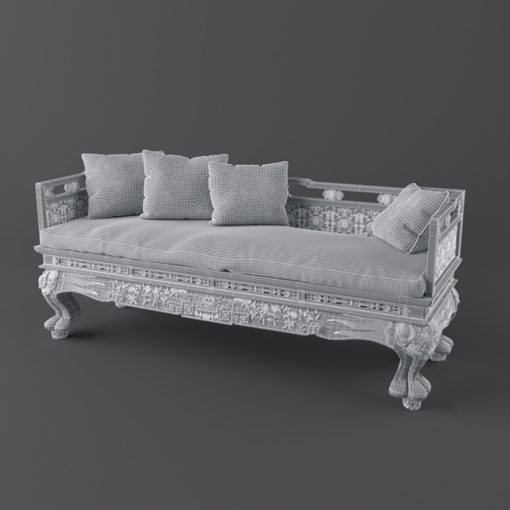 Jumbo Collection Classic Wood Sofa 3D Model 3