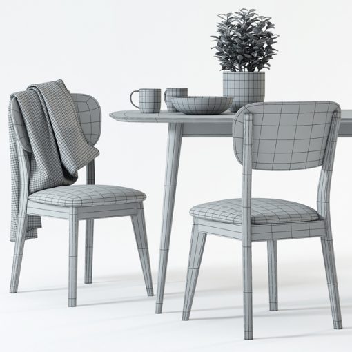 Juneau Dining Table & Chair 3D Model 3