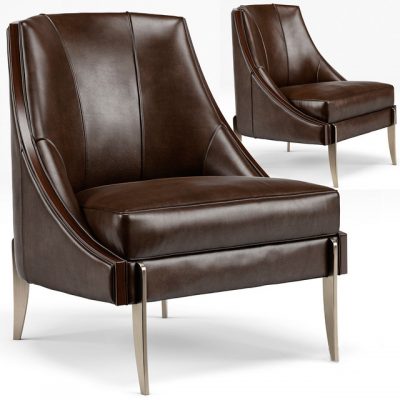 Keene Espresso Leather Accent Chair 3D Model