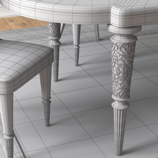 Layton Wooden Table & Marion Chair - Table & Chair 3D Model 6