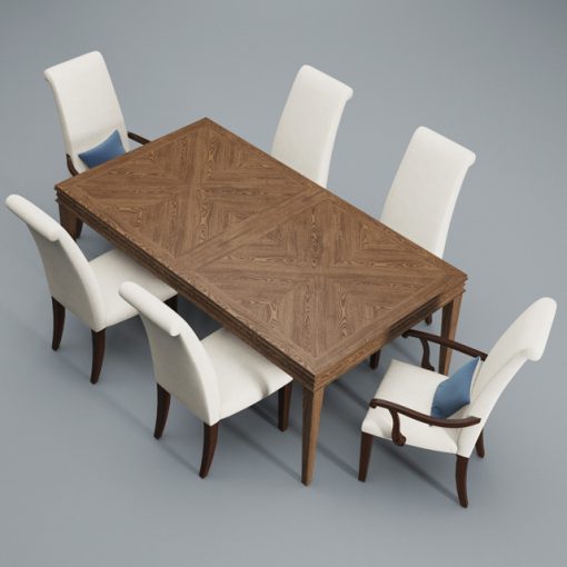 Lenore Dining Table & Chair 3D Model 2